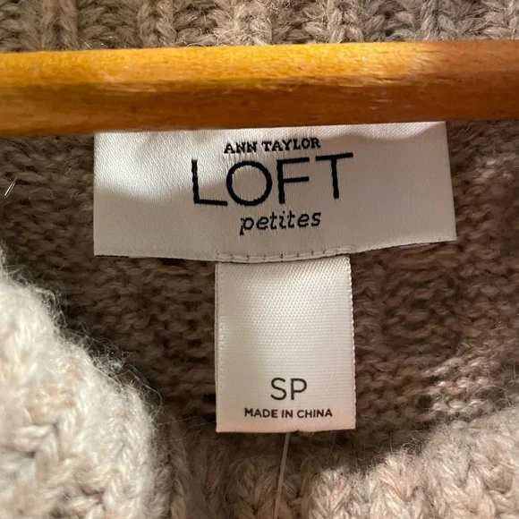 Ann Taylor Loft Tan Cowl Neck Sweater Dress; NWT; Small Petite - Picture 6 of 7